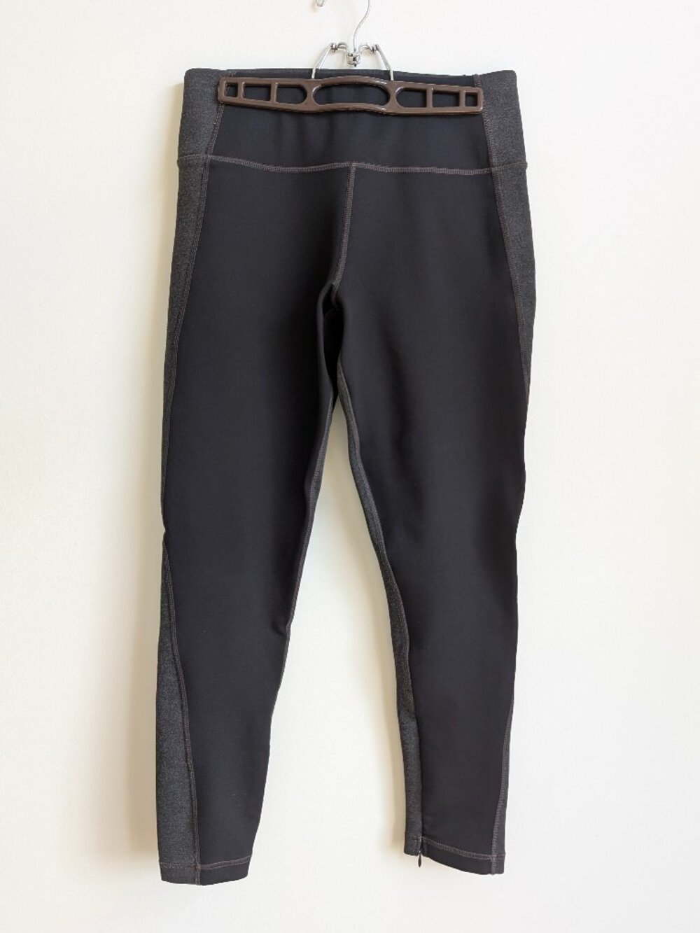 Gap Sculpt Ponte black grey thick leggings pants zipper ankles Small